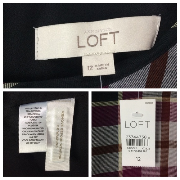 Loft Plaid Tie Back Dress, Size 12 - Picture 14 of 14